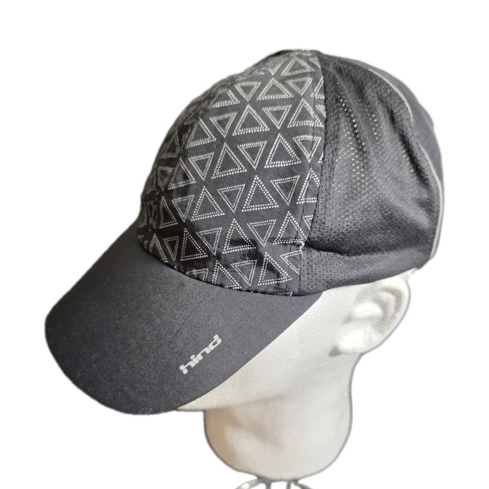 Hind Light Weight Black Hat Silver Geometric Triangle Design‎ Strap Back Vented